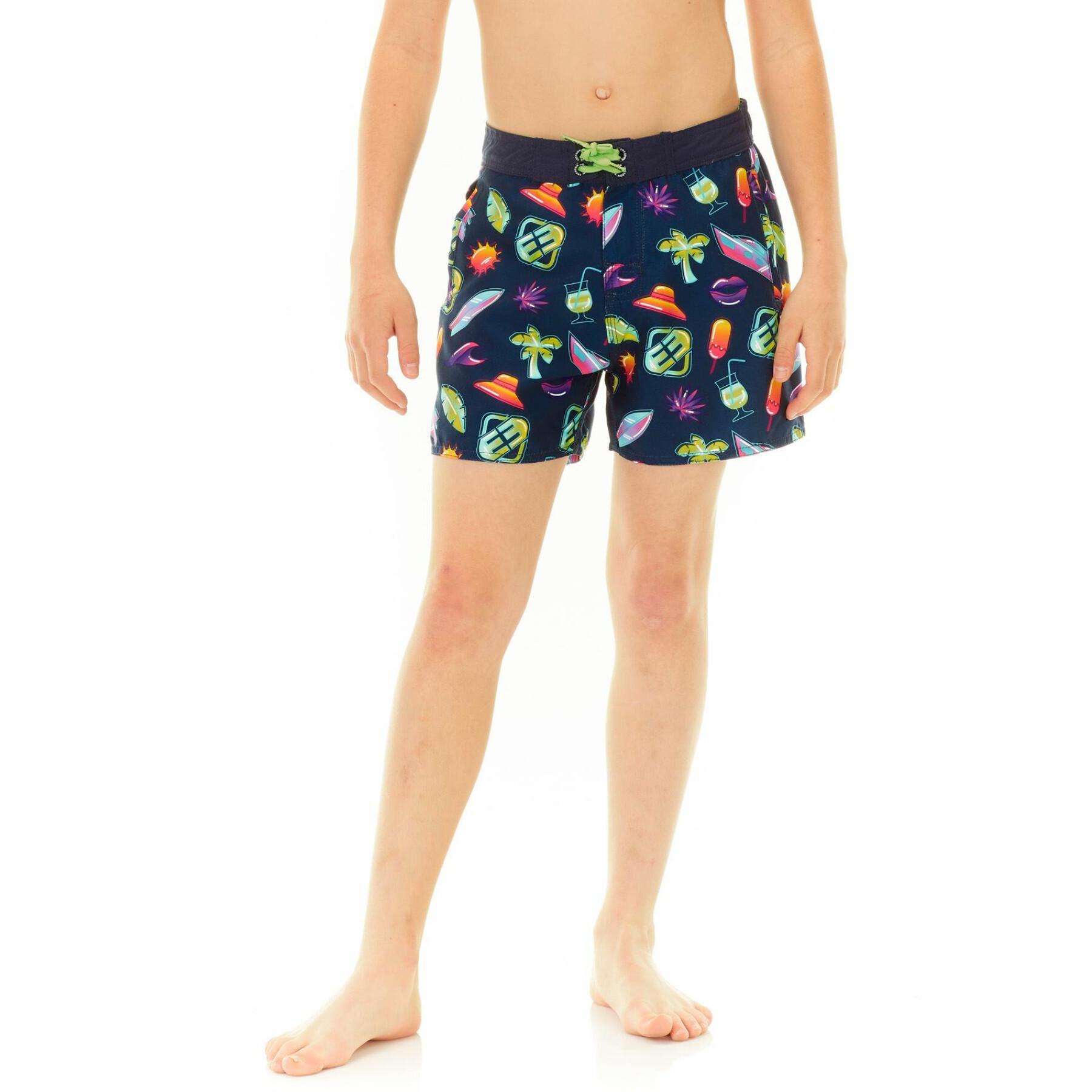 Calções de banho curtos com cintura meio forrada para crianças Freegun Summer