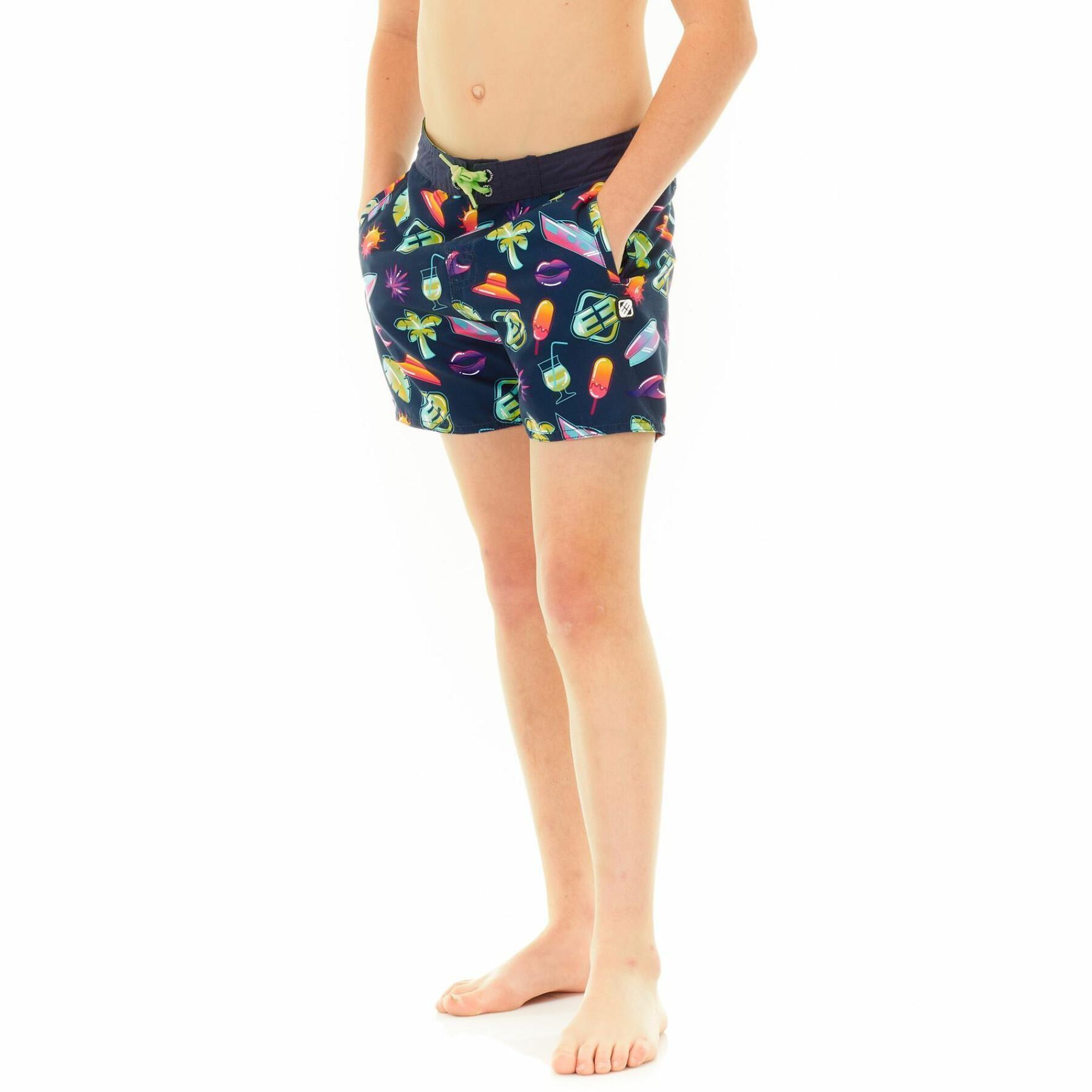 Calções de banho curtos com cintura meio forrada para crianças Freegun Summer
